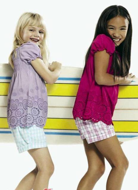 benetton kız çocuk şort ve üst kombinleri