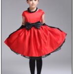 kız çocuk için kırmızı abiye elbise modeli