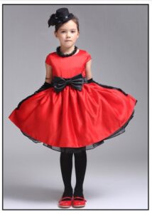 kız çocuk için kırmızı abiye elbise modeli
