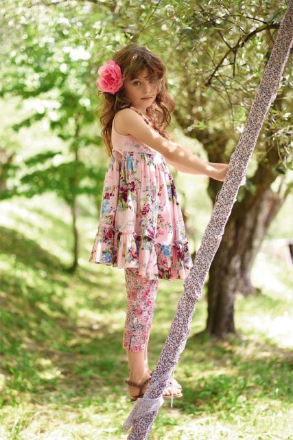 renkli benetton kız çocuk elbise modeli