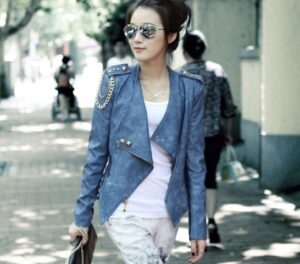 zincirli deri ceket modeli