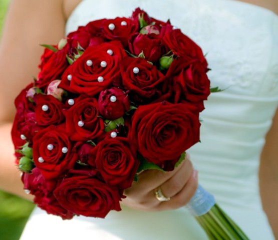 kırmızı gül gelin çiçeği