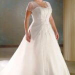 kolları tül büyük beden gelinlik modeli