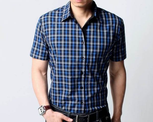 mavi kareli spor gömlek modeli