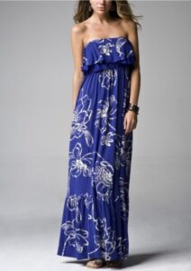 mavi uzun elbise modeli