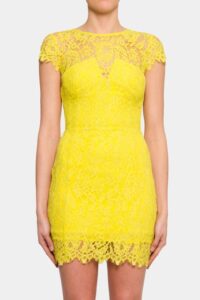 neon rengi sarı abiye elbise