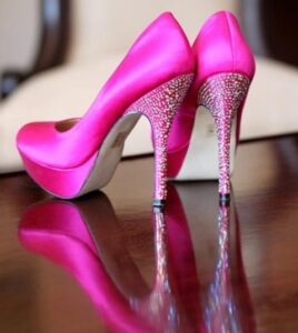 pembe taşlı gelin ayakkabıları