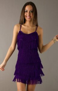 püsküllü gece elbisesi