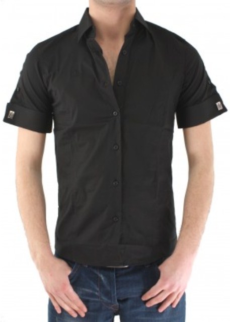 siyah kısa kollu spor erkek gömlek