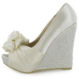 taşlı dolgu topuk gelin ayakkabısı