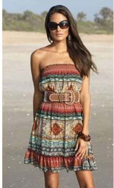 bohem tarzı straplez elbise