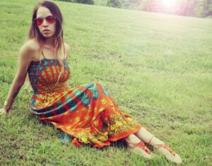 bohem tarzı uzun elbise