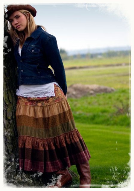 bohem tarzı uzun etek