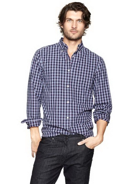 gap lacivert erkek gömlek modeli