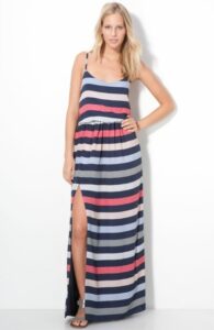 renkli çizgili uzun elbise