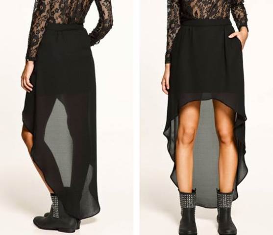 arkası uzun transparan etek