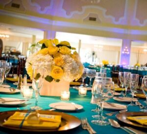 mavi sarı düğün süslemeleri