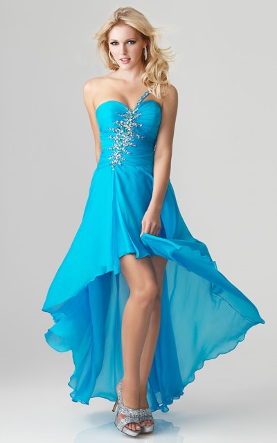 mavi straplez abiye elbise modeli