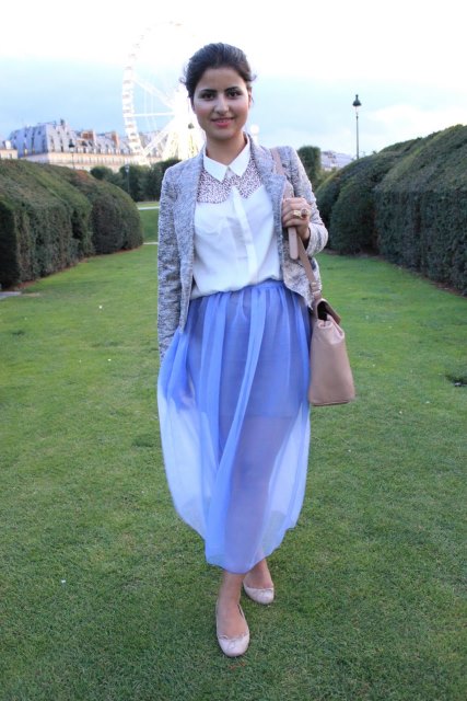 mavi transparan etek modeli