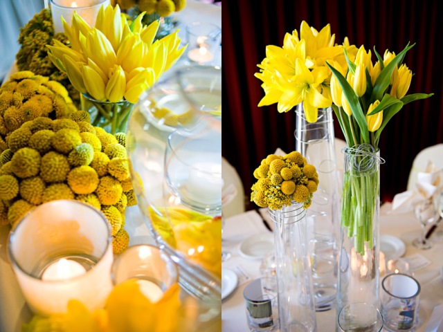 sarı düğün masası çiçekleri