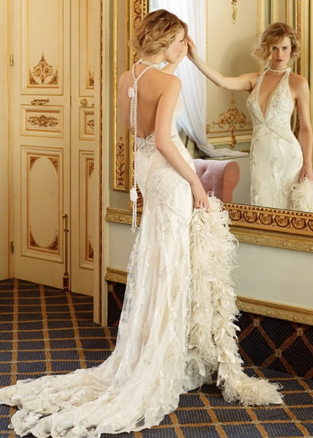 sırt dekolteli bohem gelinlik