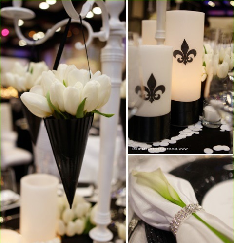 siyah beyaz düğün aksesuarları