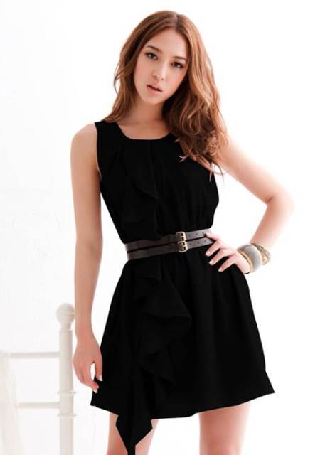 siyah şifon elbise modeli