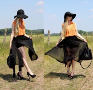 siyah transparan etek modeli