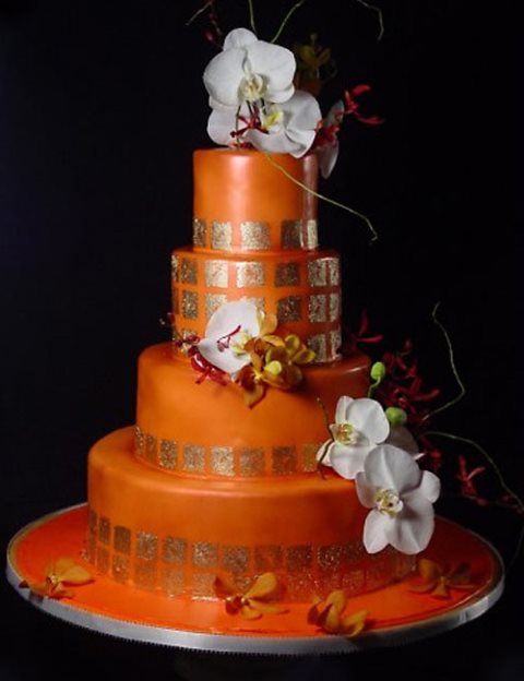 turuncu düğün pastası