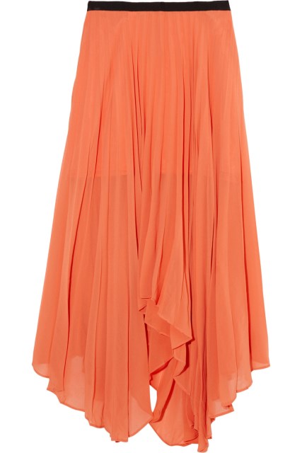 turuncu uzun şifon etek modeli