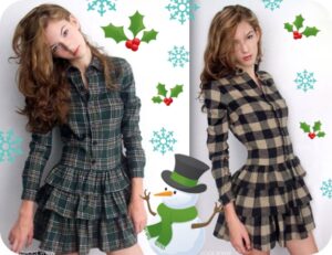 ekoseli elbise modelleri