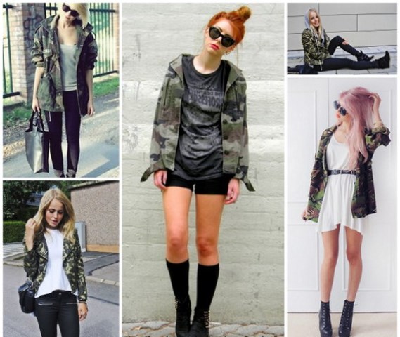 kamuflaj desenli bayan mont modeli