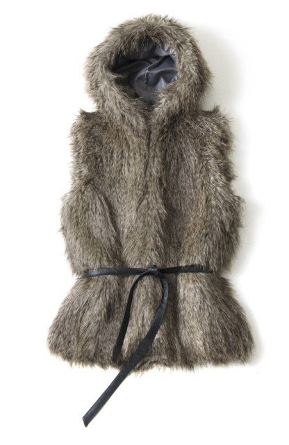 kapişonlu kürk yelek