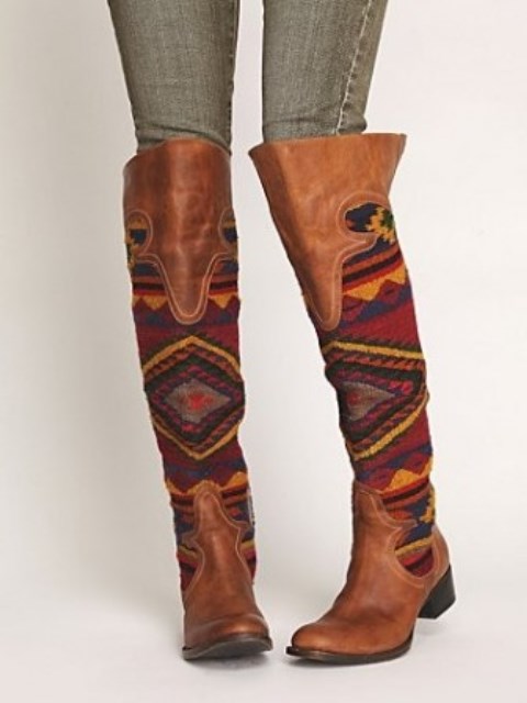 kilim desenli uzun çizme