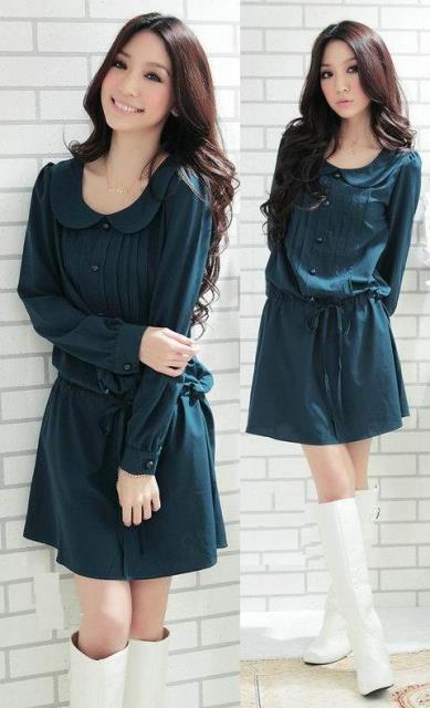 uzun kollu elbise modeli