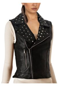 zımbalı deri yelek