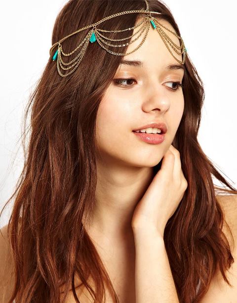 zincir şeklinde saç aksesuarları