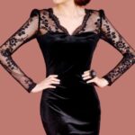 dantelli kadife abiye elbise