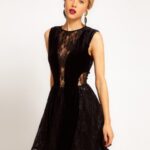 kadife dantel kısa abiye elbise