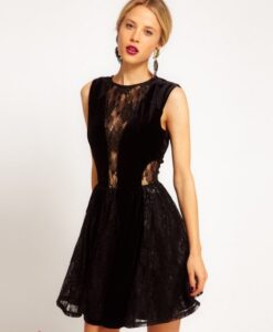 kadife dantel kısa abiye elbise