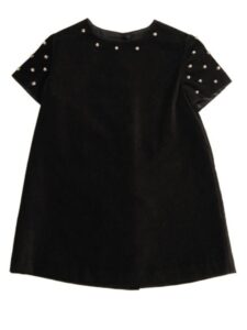 kadife zımbalı kız çocuk elbise modeli