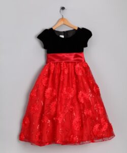 kırmızı saiyah kız çocuk kadife elbise