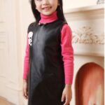 kurukafalı siyah kız çocuk elbise modeli