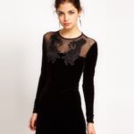 tül detaylı kadife abiye elbise