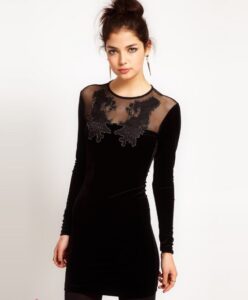 tül detaylı kadife abiye elbise