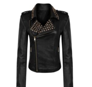 zımbalı motrcu deri mont modeli