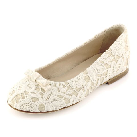 2014 ilkbahar yaz ayakkabı modası - beyaz dantel babet