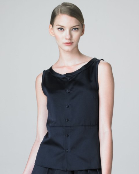 siyah saten bluz modeli