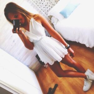 beyaz günlük elbise modeli