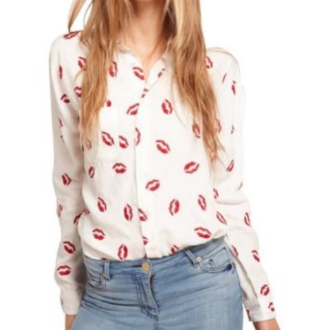 dudak baslılı kıyafetler - dudak baskılı gömlek modeli